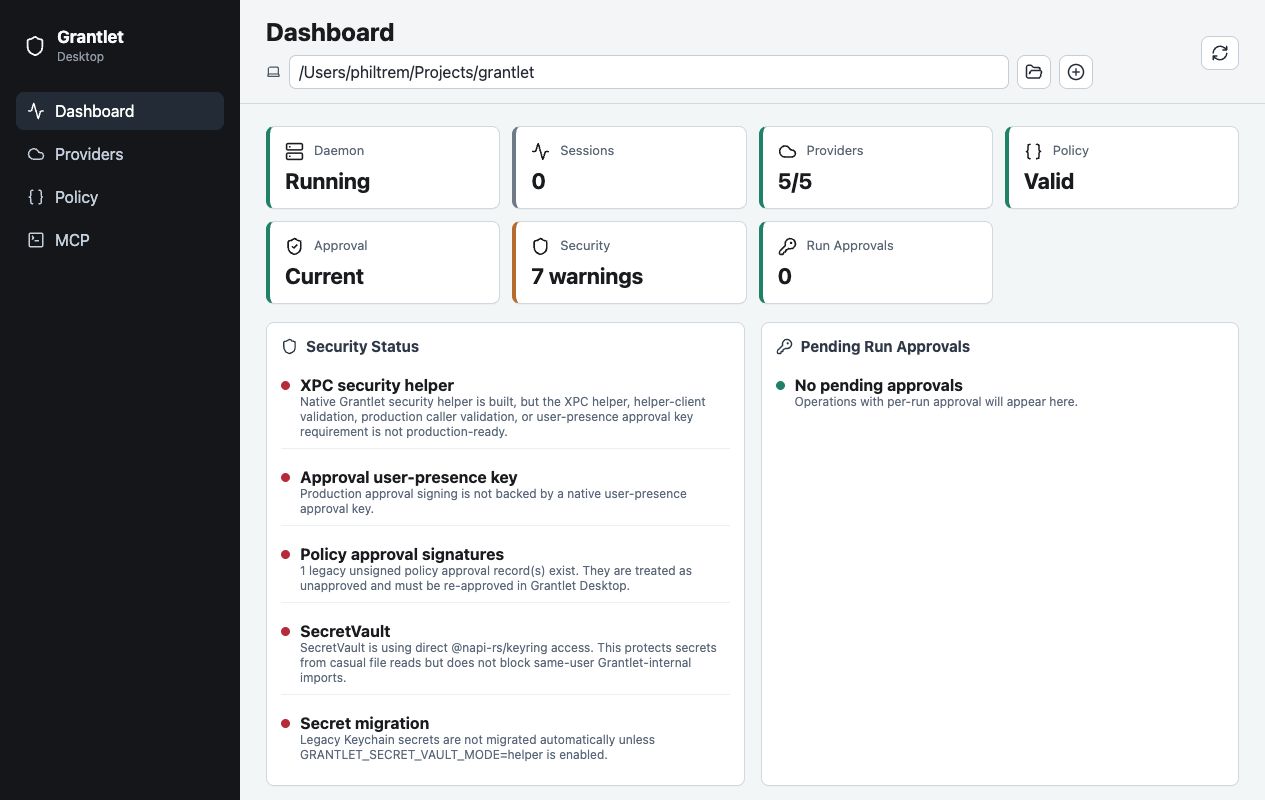 Grantlet desktop dashboard screenshot