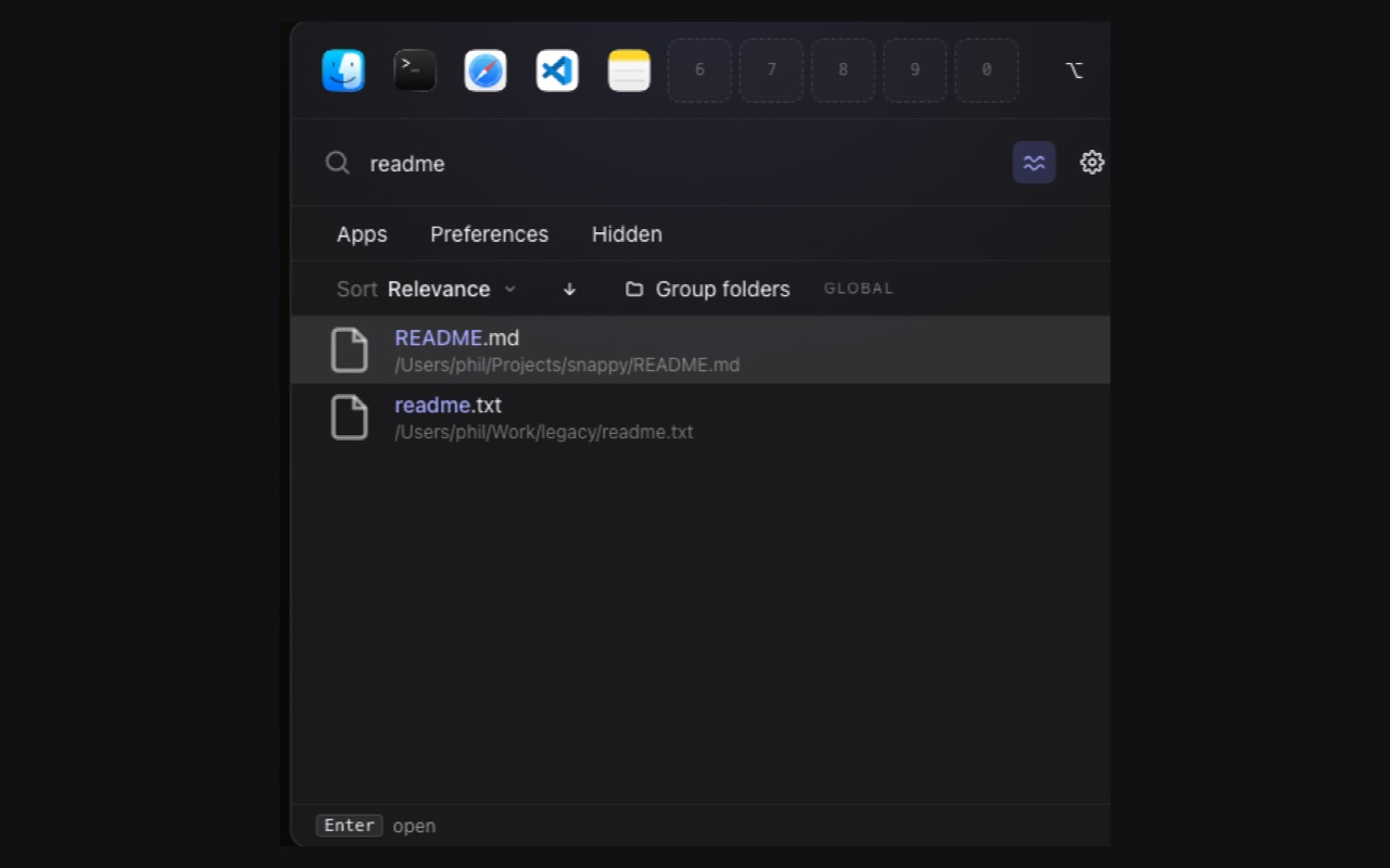 Snappy app search interface screenshot